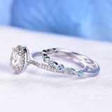 2ct Round Cut VVS1 Diamond Halo Bridal Set Engagement Ring 14k White Gold Finish