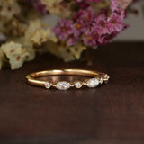 1ct Marquise Diamond Wedding Band Half Eternity Stackable 14k Yellow Gold Finish