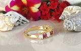 2.4ct Wedding Band Princess Cut Red Garnet Half Eternity 14k Yellow Gold Finish