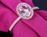 2.35ct Engagement Ring Oval Cut Peach Morganite Diamond Halo 14k RoseGold Finish