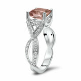 3Ct Cushion Cut Peach Morganite Split Shank Solitaire Ring 14K White Gold Finish