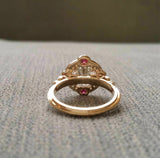 2.5ct Round Cut Diamond Ruby Vintage Halo Engagement Ring 14K Yellow Gold Finish