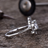 1ct Round Cut Diamond Engagement Ring 14k White Gold Finish Unique Floral Bridal