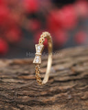 0.2ct Round Cut Moissanite Bow Design Engagement Ring 14k Yellow Gold Plated