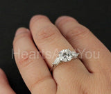 2.2ct Round Cut Moissanite Three Stone Engagement Ring 14k White Gold Plated