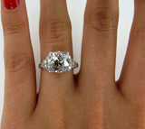 5Ct Round Cut Diamond Milgrain Step Accent Vintage Ring 14K White Gold Finish