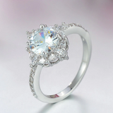 3Ct Round Cut Diamond Engagement Ring Marquise Halo In 14K White Gold Finish