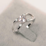 1ct Round Morganite Split Band Solitaire Round Accent Ring 14k White Gold Over