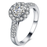 2Ct Round Cut Diamond Accents Halo Solitaire Engagement Ring 14K White Gold Over