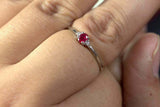 0.2ct Engagement Ring Oval Cut Pink Ruby Dainty Minimalist 14k White Gold Finish