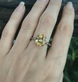 1.2ct Oval Cut Yellow Sapphire Engagement Ring Solitaire 14k White Gold Finish