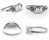 2.5ct Asscher Cut VVS1/D Diamond Vintage Engagement Ring 14K White Gold Finish