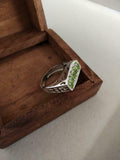 3ct Engagement Ring Oval Cut Green Peridot Filigree Cocktail 14k White Gold Over
