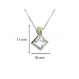 0.6ct Princess Simulated Aquamarine Bezel Pendant 14k White Gold Plated NO CHAIN