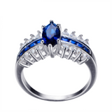2ct Marquise Cut Blue Sapphire Antique Engagement Ring 14k White Gold Over Women