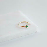 0.2ct Engagement Ring Round Cut Green Emerald Solitaire 14k Yellow Gold Finish