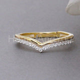 0.2ct Round Moissanite Curved Split Shank Wedding Band 14k Yellow Gold Plated