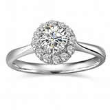 1.9Ct Round Cut VVS1/D Diamond Floral Halo Engagement Ring 14K White Gold Finish