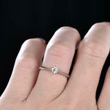 0.4ct Engagement Ring Cushion Cut Diamond Solitaire Design 14k White Gold Finish