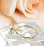 2.2ct Round Cut Moissanite Hidden Halo Engagement Ring 14k Yellow Gold Plated
