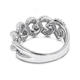 4Ct Round Cut Diamond Cuban Link Design Engagement Ring 14K White Gold Finish