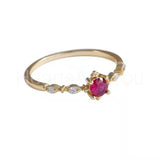 0.5ct Round Cut Simulated Ruby Minimalist Engagement Ring 14k Yellow Gold Plated