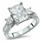 4.5ct Radiant Cut Diamond Princess Accents Engagement Ring 14K White Gold Finish