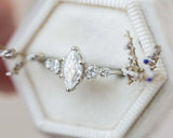 Five Stone Engagement Ring 1.7ct Marquise Cut VVS1 Diamond 14k White Gold Finish