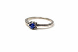 0.3ct Engagement Ring Princess Cut Blue Sapphire Minimalist 14k WhiteGold Finish