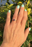 2ct Round Cut Purple Amethyst Five Stone Solitaire Ring 14k Yellow Gold Finish