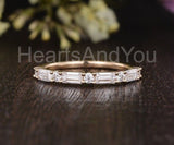 0.5ct Baguette Simulated Diamond Minimalist Wedding Band 14k White Gold Plated