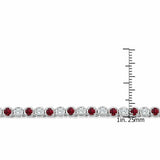 25Ct Round Bezel Set Pink Ruby Diamond Tennis Necklace 14K White Gold Finish