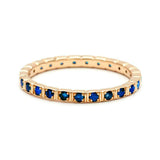 0.5ct Round Cut Blue Sapphire Square Block Eternity Band 14k Yellow Gold Finish