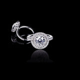 3ct Round Diamond Accent Solitaire Dual Halo Engagement Ring 14k White Gold Over