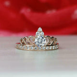 2ct Round Cut Diamond Engagement Ring Queen Princess Crown 14k Rose Gold Finish