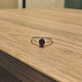 0.7ct Engagement Ring Oval Cut Red Garnet Solitaire Women 14k White Gold Finish