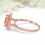 2.04ct Cushion Peach Morganite Engagement Ring Art Deco Halo 14k RoseGold Finish