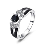 1ct Round Black Diamond Vintage Solitaire Engagement Ring 14k White Gold Finish