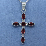 1ct Marquise Cut Red Garnet Holy Cross Pendant 14k White Gold Finish NO CHAIN