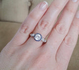 1Ct Round Diamond Sapphire Bird Design Band Engagement Ring 14K White Gold Over