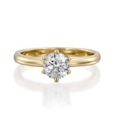 6 Prong Solitaire Engagement Ring 1ct Round Cut Diamond 14k Yellow Gold Finish