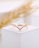 0.01ct Round Cut Moissanite Curved Women Wedding Band 14k Yellow Gold Plated