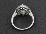 2.3ct Engagement Ring Round Cut Blue Aquamarine Dual Halo 14k White Gold Finish