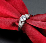 1.5Ct Round Cut Diamond Stylish Split Band Engagement Ring 14K White Gold Finish