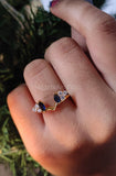 0.2ct Marquise Cut Simulated Sapphire Ring Guard Stylish 14k White Gold Plated