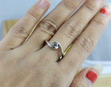 0.4ct Round Cut Black Diamond Engagement Ring Swirl Twist 14k White Gold Finish