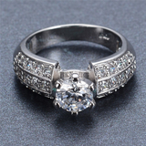 3.2ct Round Cut Diamond Engagement Ring 14k White Gold Finish Accents Solitaire