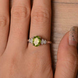 2.3ct Engagement Ring Oval Green Peridot Stylish Art Deco 14k White Gold Finish