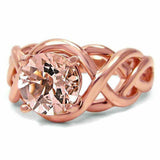 1.5ct Round Cut Peach Morganite Infinity Band Solitaire Ring 14K Rose Gold Over