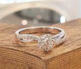 1.7ct Round Cut Diamond Engagement Ring Split Band Floral 14k White Gold Finish